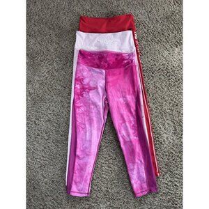 ZYIA Active Leggings Pink Red Size 6-8 Lot Of 3 Activewear Yoga Outdoor Running